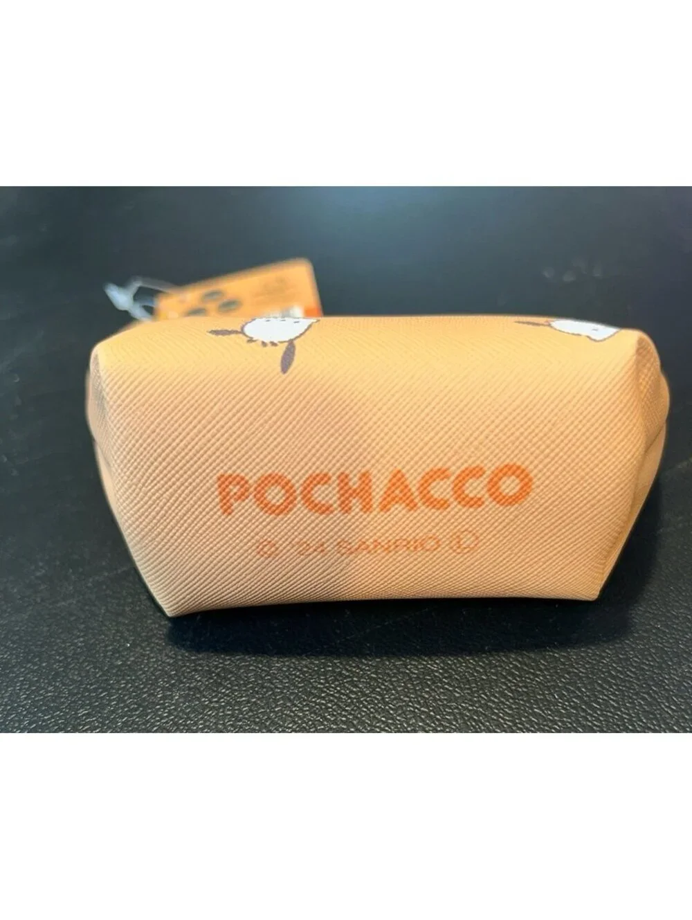 Sanrio Pochacco Mini Pouch Orange Zip Cosmetic Accessory Bag NEW